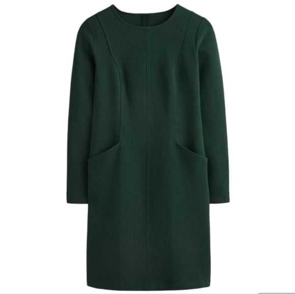 Boden Ellen Ottoman Dress Pine Green Textured Knit Pockets US 10R - Picture 2 of 14